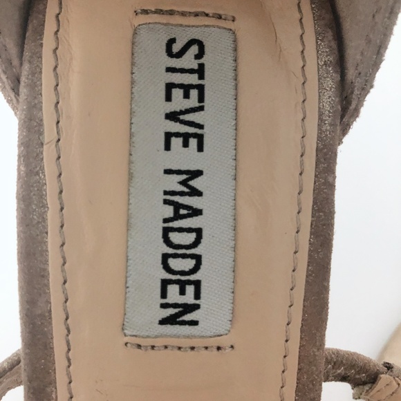 Steve Madden Fringly Sandal Gold Taupe Heel 7.5 - Picture 4 of 8